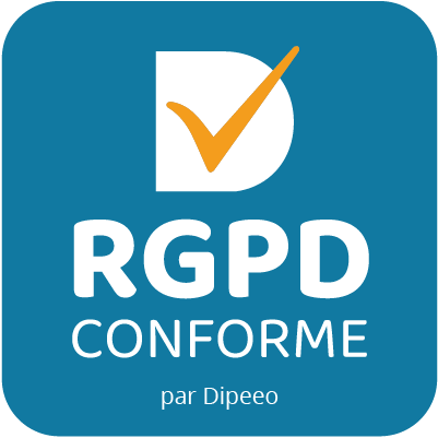 Logo RGPD conforme confirmé par l'agence Dipeeo