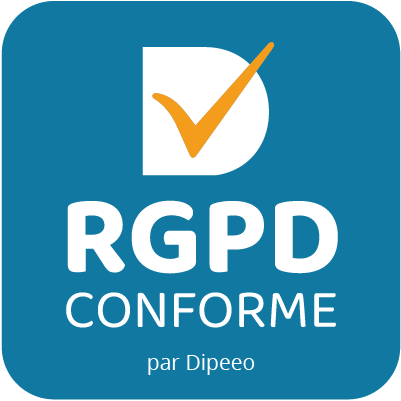 RGPD conforme by Dipeeo Logo RGPD conforme confirmé par l'agence Dipeeo